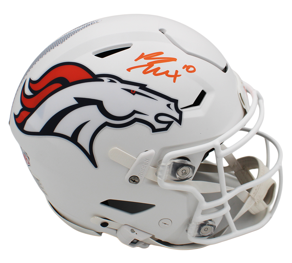 Bo Nix Signed Denver Broncos Speed Flex Authentic ALT White NFL Helmet with "24" Inscription - Image 2