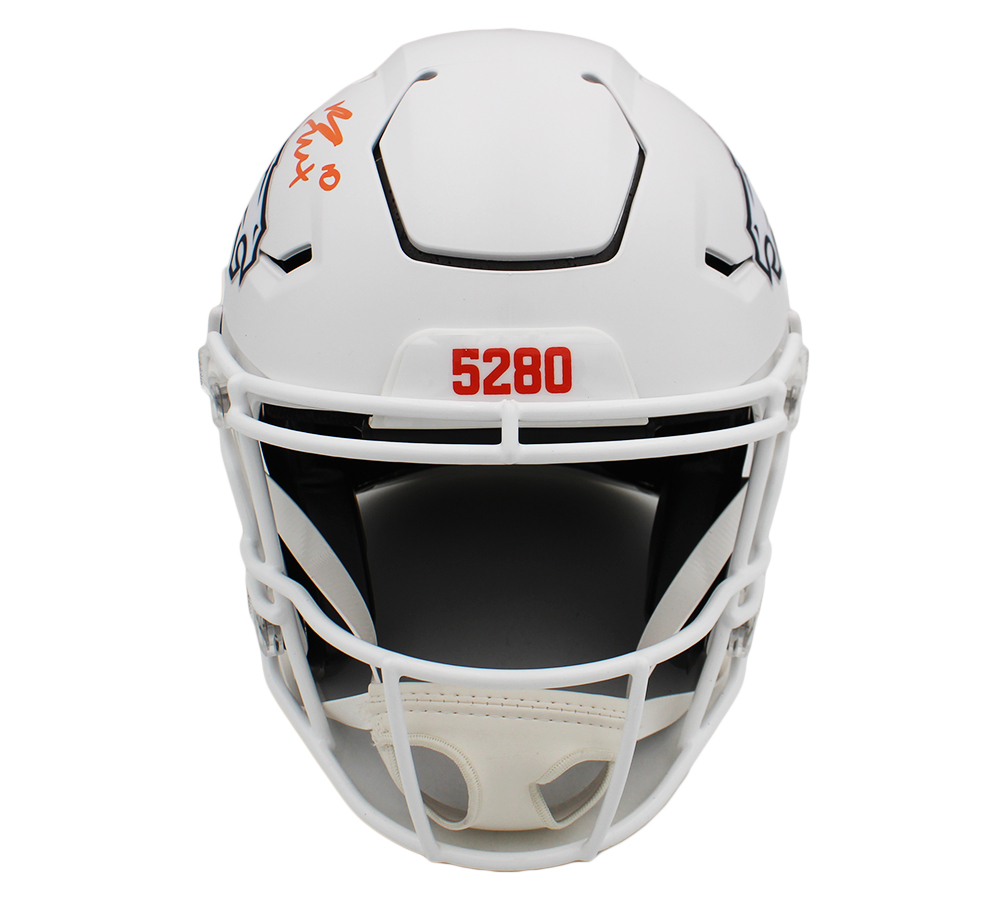 Bo Nix Signed Denver Broncos Speed Flex Authentic ALT White NFL Helmet with "24" Inscription - Image 3