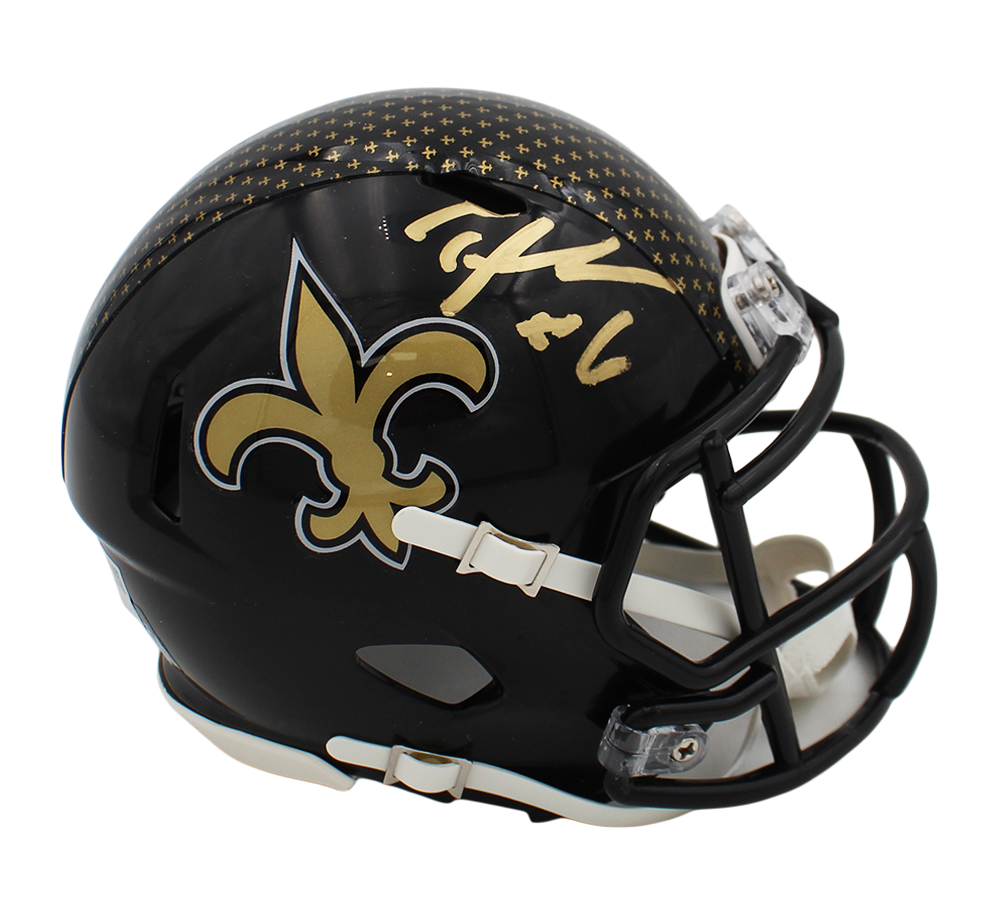 Tyler Shough Signed New Orleans Saints Speed Alternate 2022 Black NFL Mini Helmet