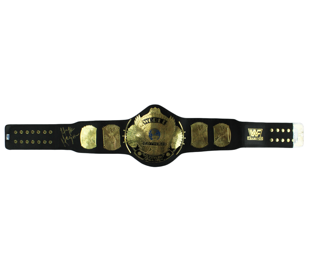 Hulk Hogan Signed World Heavyweight Black Wrestling Belt