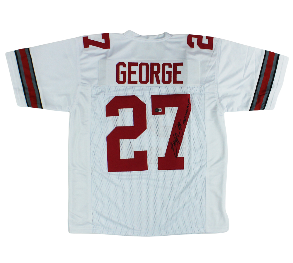 Eddie George Signed Ohio Custom White Jersey