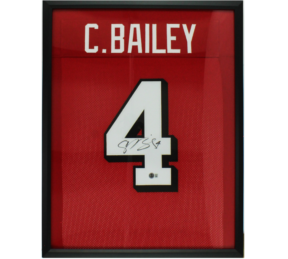 Champ Bailey Signed Framed Georgia Red Jersey