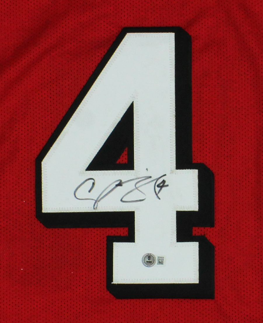 Champ Bailey Signed Framed Georgia Red Jersey - Image 2