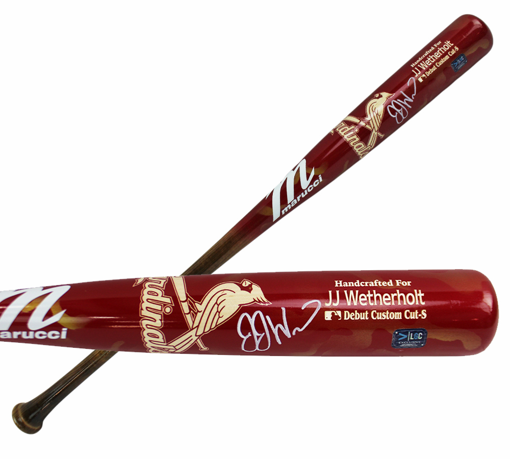 JJ Wetherholt Signed St. Louis Cardinals Rawlings Custom Cut Red Debut MLB Bat