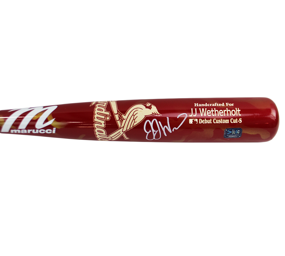 JJ Wetherholt Signed St. Louis Cardinals Rawlings Custom Cut Red Debut MLB Bat - Image 2
