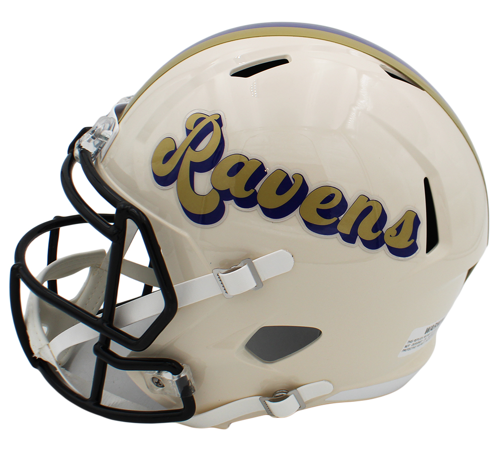 Ray Lewis Signed Baltimore Ravens Speed Full Size Retro NFL Helmet - Image 3