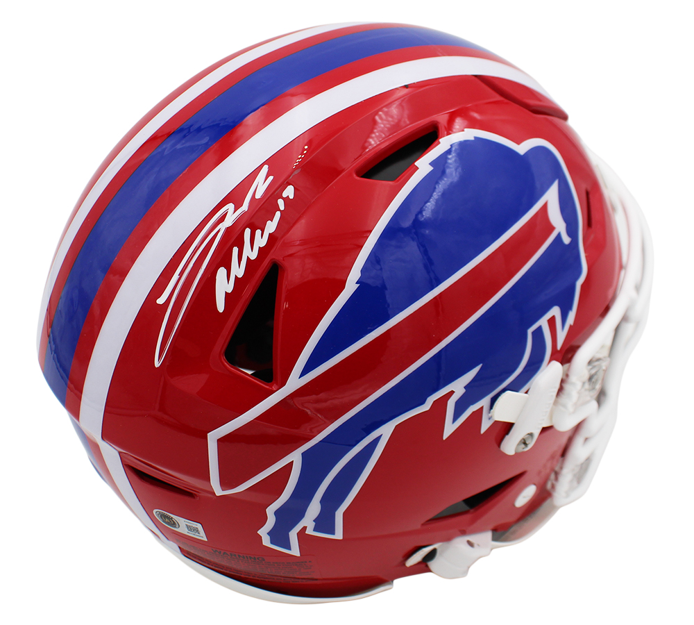 Josh Allen Signed Buffalo Bills Speed Flex Authentic Throwback 1987-2001 NFL Helmet - Image 2