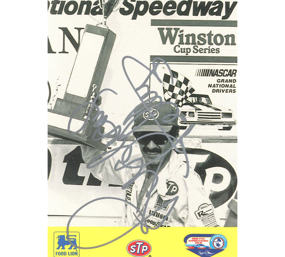 Richard Petty Signed NASCAR MPA Food Lion May #44 Yellow Dover Card