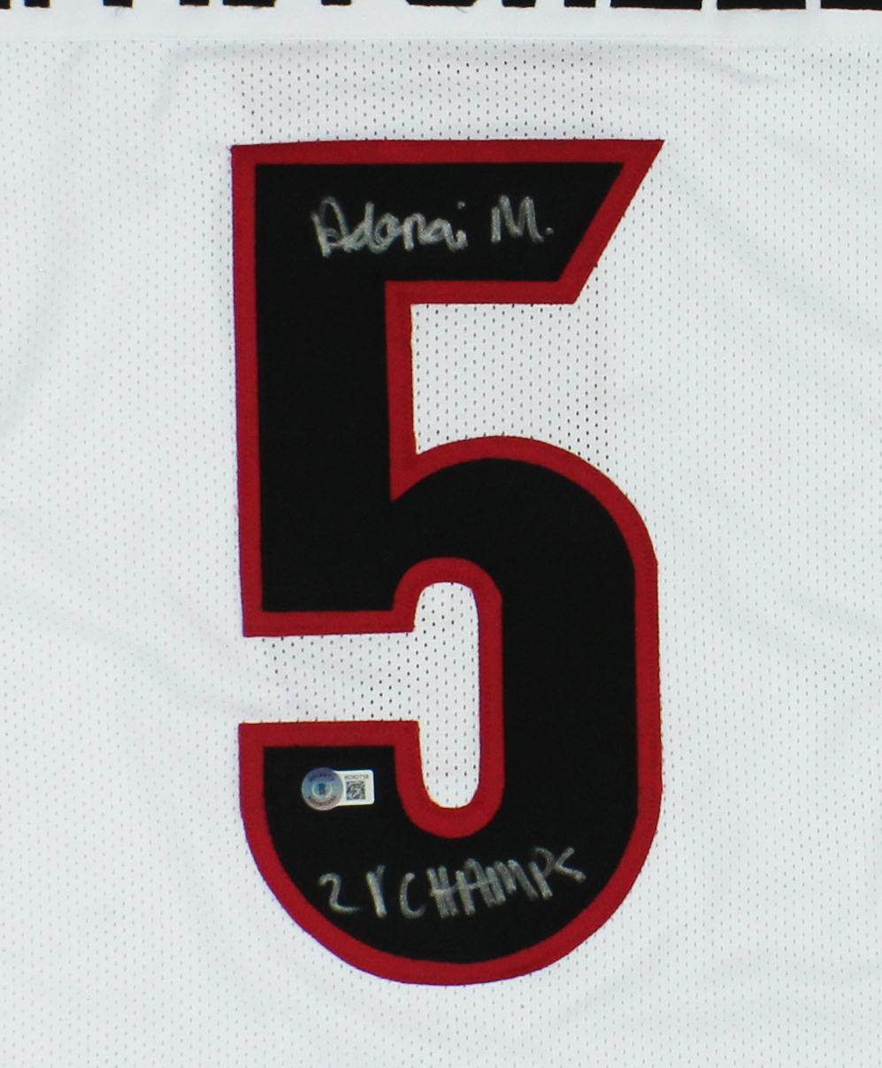 Adonai Mitchell Signed Georgia Custom White Jersey with "21 Champs" Inscription - Image 2