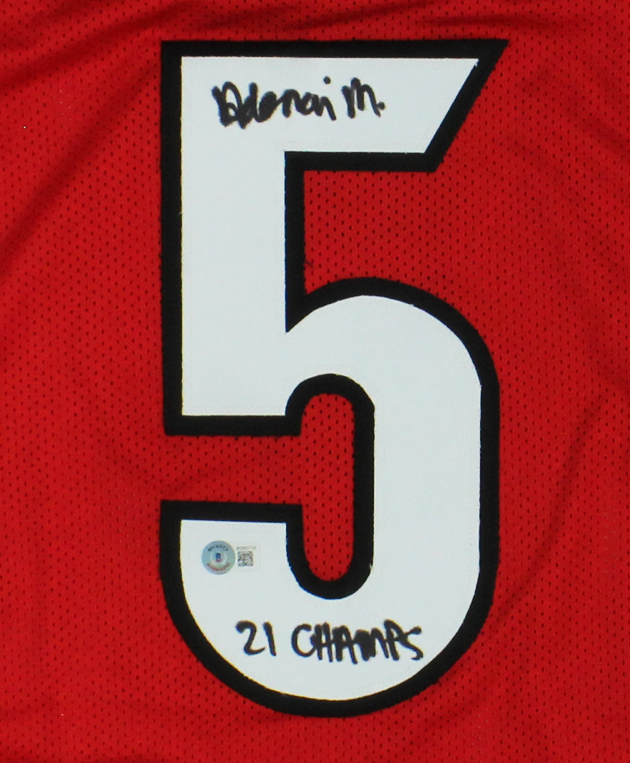 Adonai Mitchell Signed Georgia Custom Red Jersey with "21 Champs" Inscription - Image 2