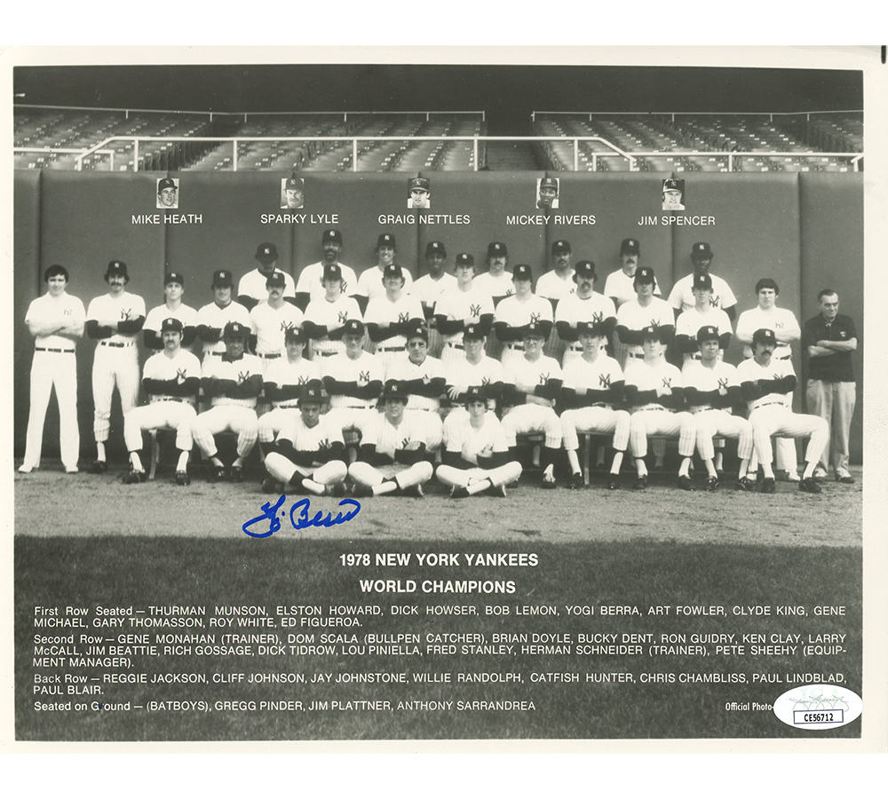 Yogi Berra Signed New York Yankees Unframed 8x10 1978 World Champions MLB Photo