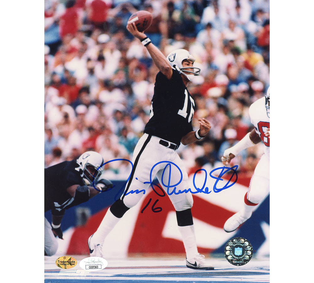 Jim Plunkett Signed Oakland Raiders Unframed 8x10 NFL Throwing Ball Photo