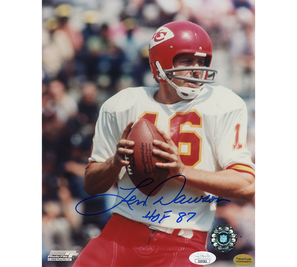 Len Dawson Signed Kansas City Chiefs Unframed 8x10 NFL Photo with "HOF 87" Inscription