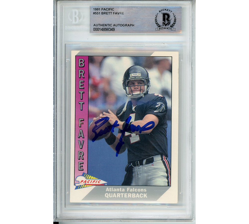 Brett Favre Signed Atlanta Falcons 1991 Pacific #551 Encapsulated Card