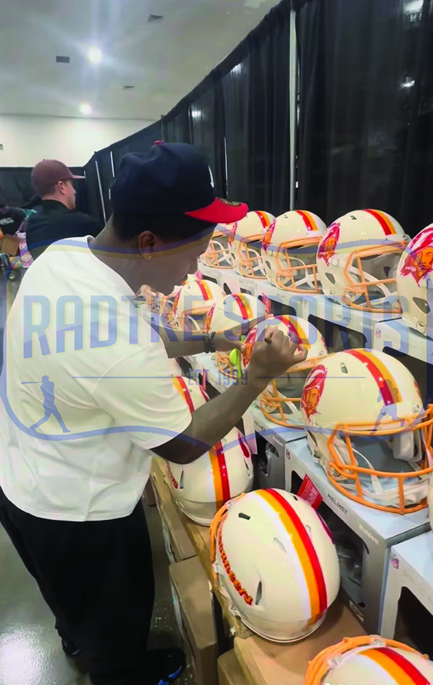 Bucky Irving Signed Tampa Bay Buccaneers Speed Authentic Throwback 1975-96 NFL Helmet - Image 2