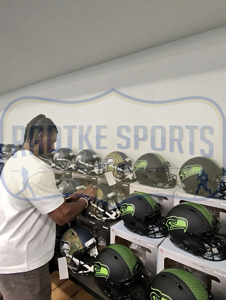 Jadarian Price Signed Seattle Seahawks Speed Full Size Camo NFL Helmet - Image 2