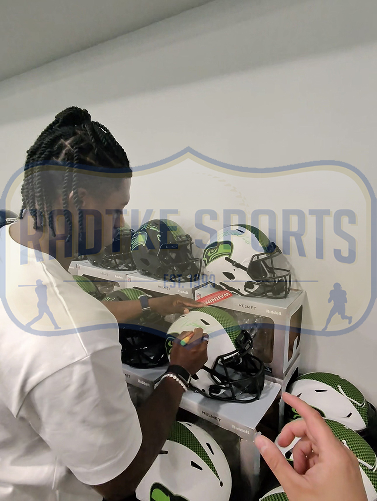 Jadarian Price Signed Seattle Seahawks Speed Authentic Lunar NFL Helmet - Image 2