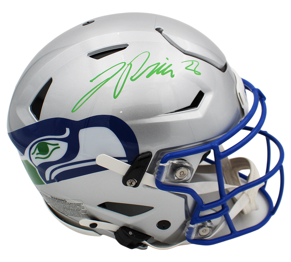 Jadarian Price Signed Seattle Seahawks Speed Flex Authentic Throwback Gray NFL Helmet - Image 2