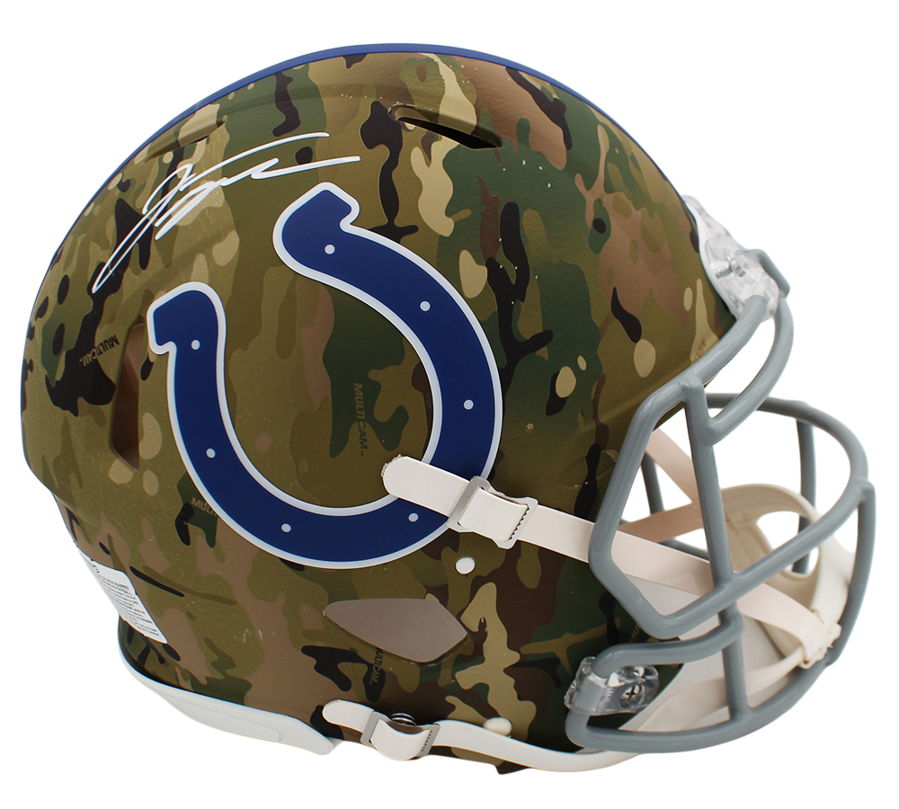 Jonathan Taylor Signed Indianapolis Colts Speed Authentic Camo NFL Helmet - Image 2
