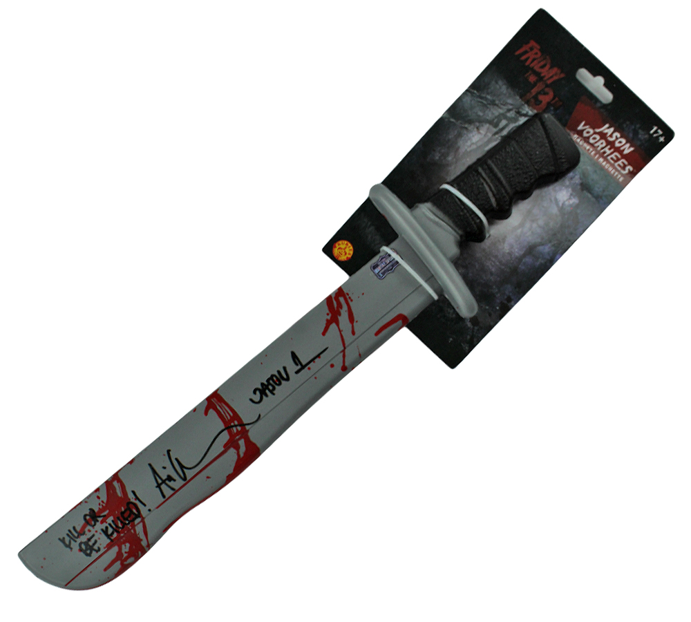 Ari Lehman Signed Friday the 13th 23" Bloody Plastic Machete with "Jason 1 & Kill or Be Killed" Inscription