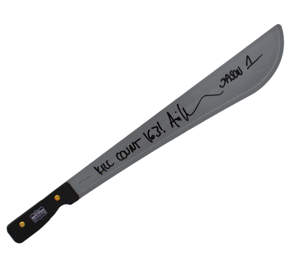 Ari Lehman Signed Friday the 13th Silver Plastic Machete with "Jason 1 & Kill Count 163" Inscription