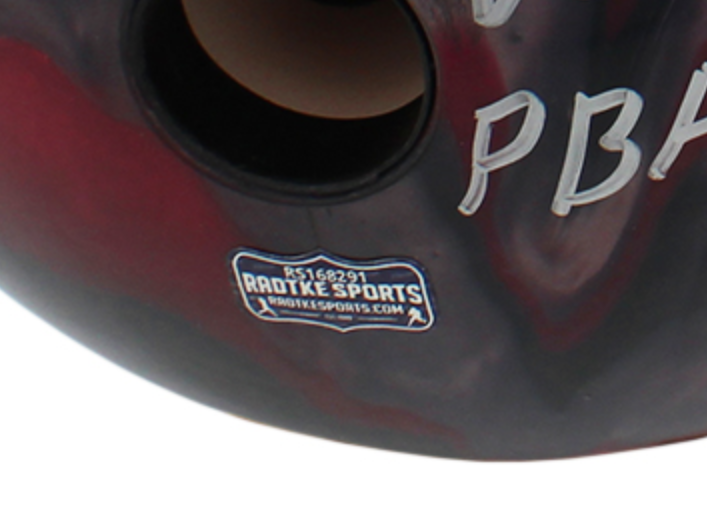 Pete Weber Signed Game Used Attention Star Gray and Purple Bowling Ball with "Who Do You Think You Are? I Am!!" Inscription - Image 4