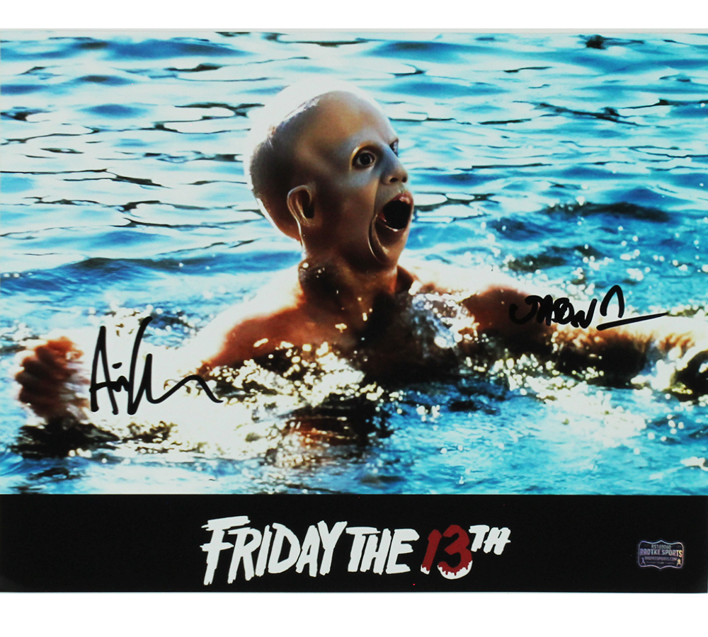 Ari Lehman Signed Friday the 13th Unframed 11x14 Emerging from Water Photo with "Jason 1" Inscription