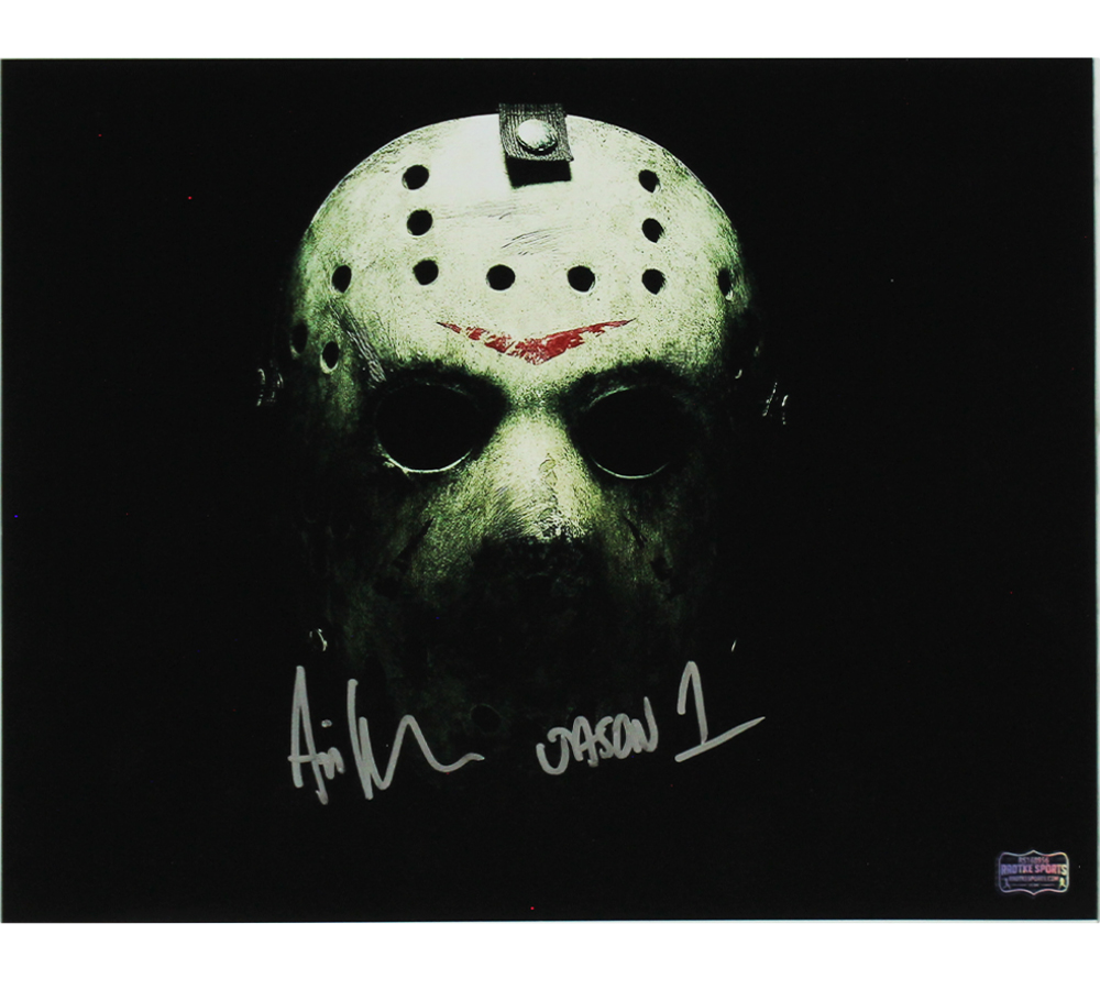Ari Lehman Signed Friday the 13th Unframed 11x14 Jason Mask Photo with "Jason 1" Inscription