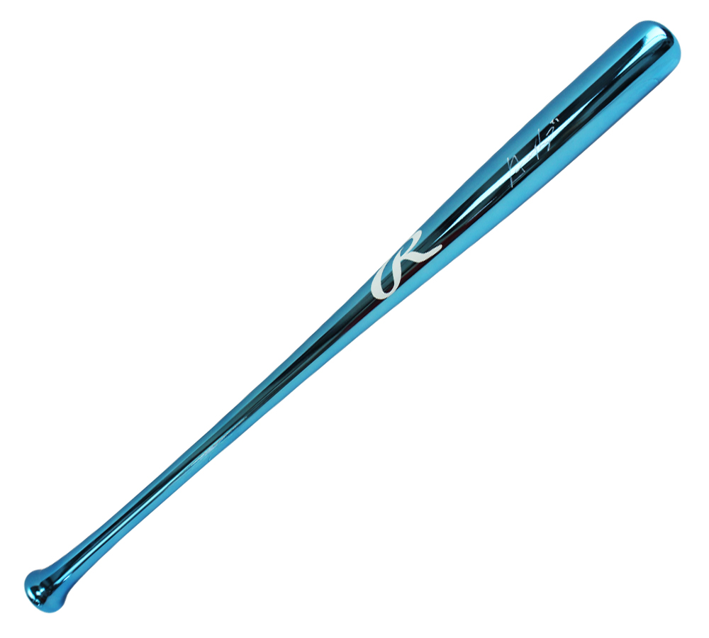 Austin Riley Signed Atlanta Braves Rawlings Chrome Blue MLB Bat - Image 2