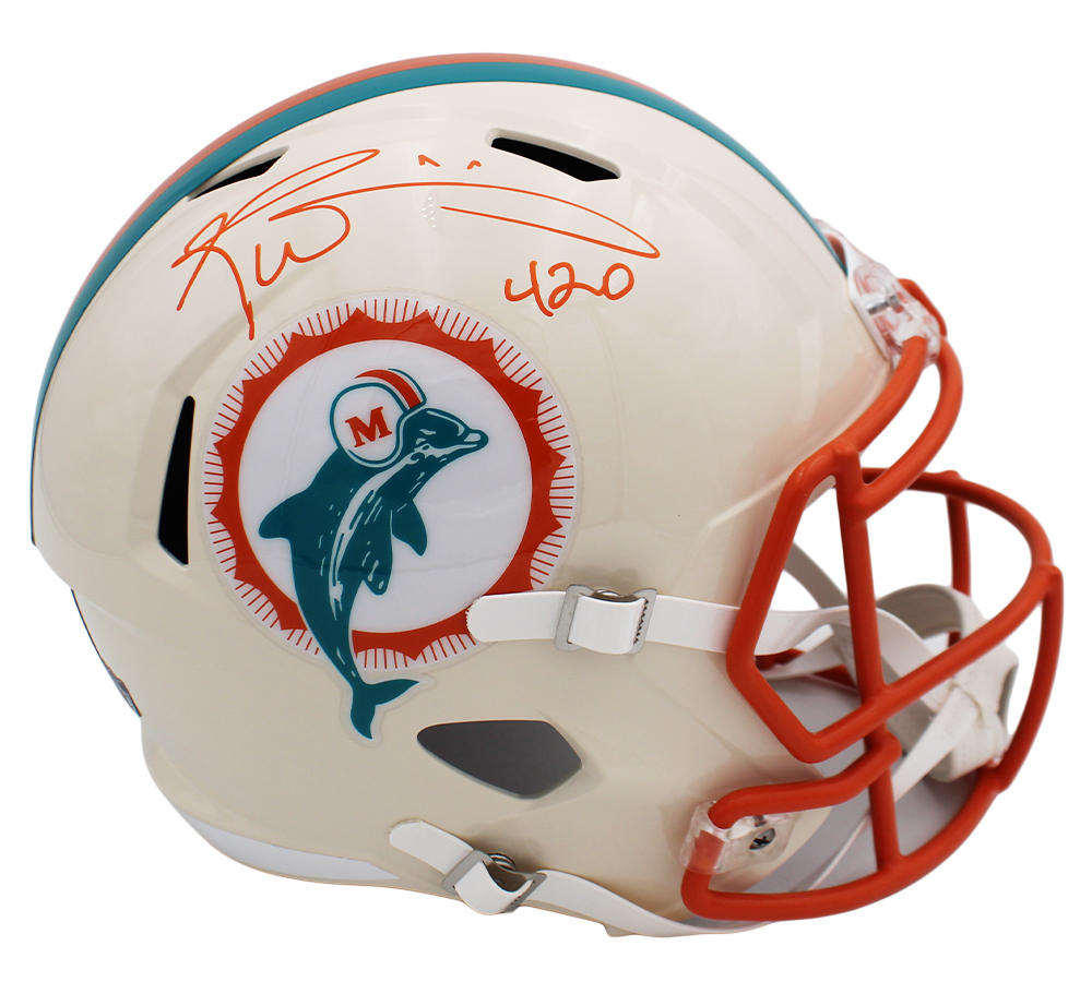 Ricky Williams Signed Miami Dolphins Speed Full Size Retro NFL Helmet with "420" Inscription