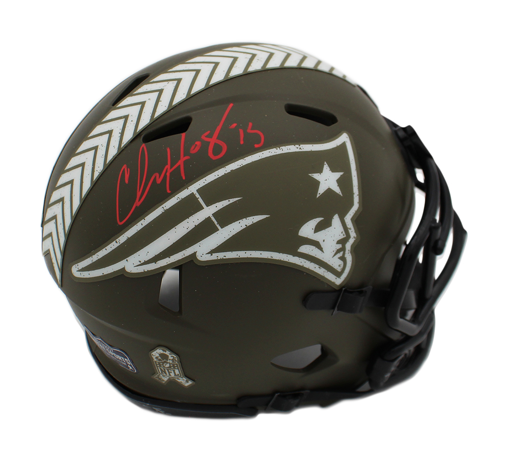 Chris Hogan Signed New England Patriots Speed Salute to Service NFL Mini Helmet