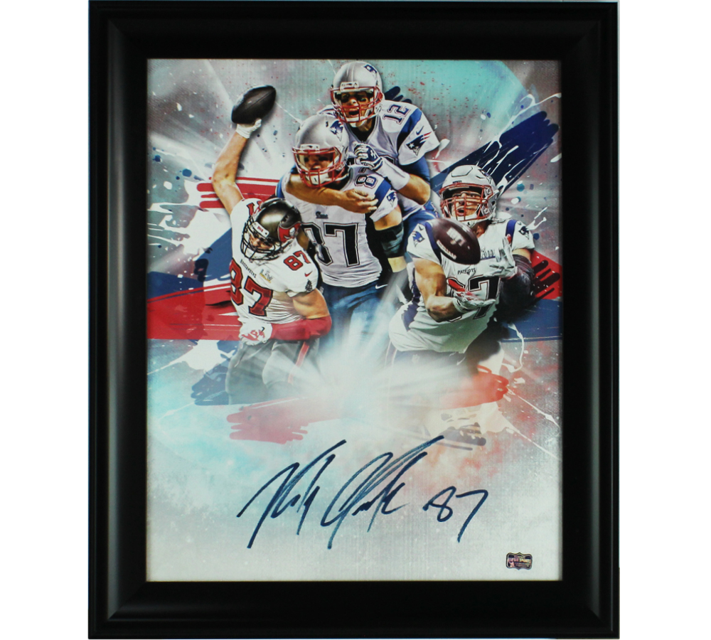 Rob Gronkowski Signed Tampa Bay Buccaneers Framed 20x24 NFL Stretched Canvas - Spike