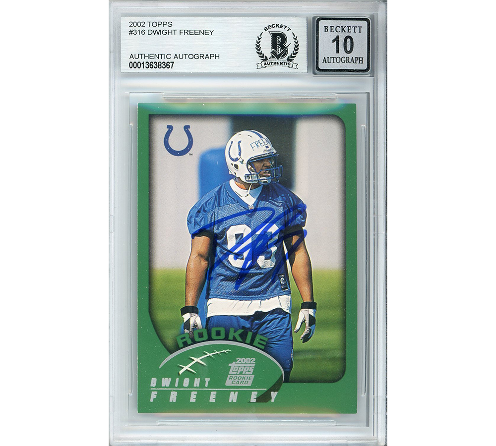 Dwight Freeney Signed Indianapolis Colts 2002 Topps #316 Beckett Grade 10 Encapsulated Card