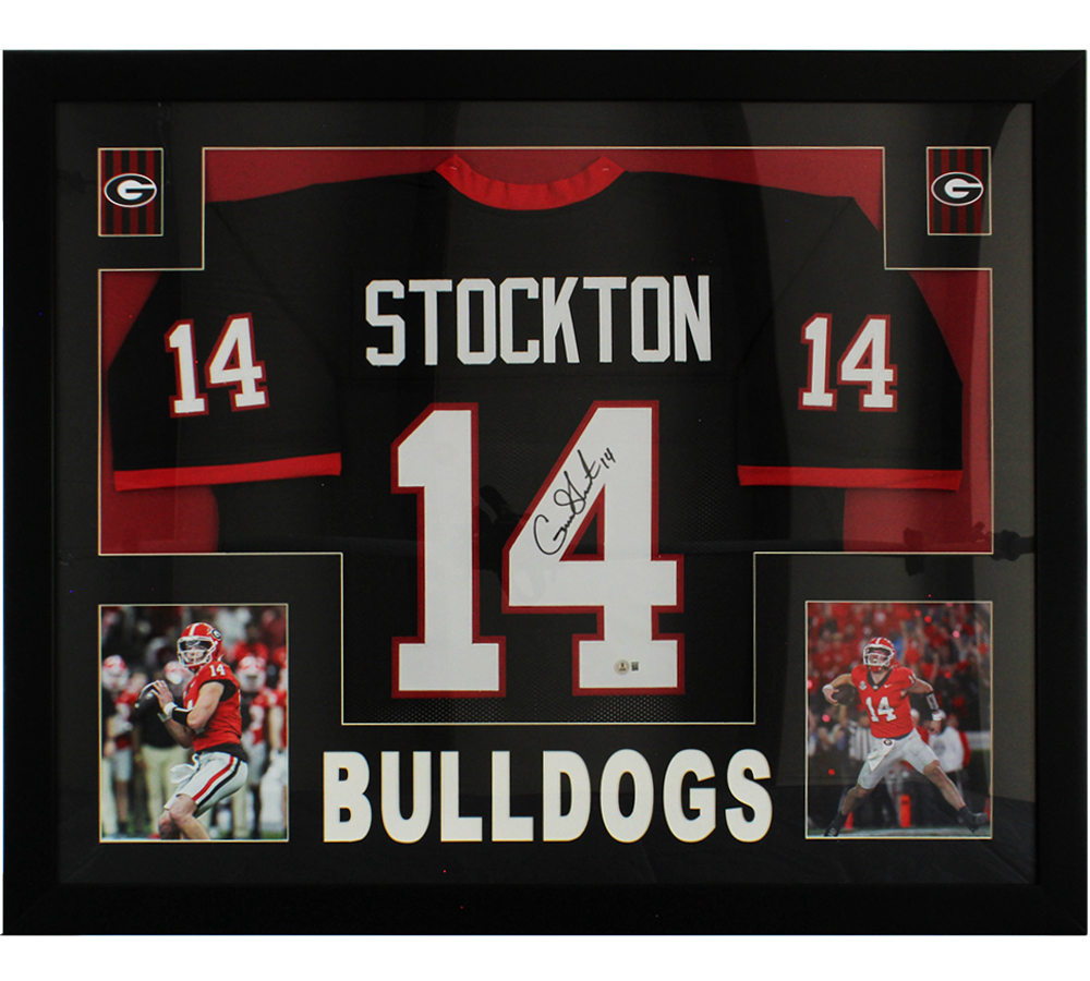Gunner Stockton Signed Georgia Bulldogs Framed Black NCAA Jersey