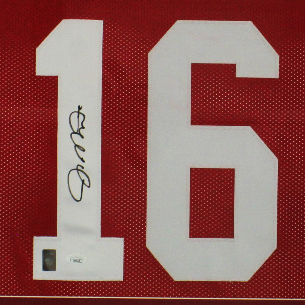 Joe Montana Signed San Francisco 49ers Framed Red NFL Jersey - Image 2