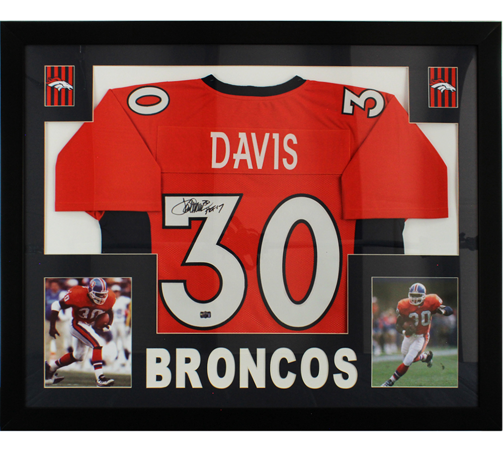 Terrell Davis Signed Denver Broncos Framed Orange NFL Jersey with "HOF 17" Inscription