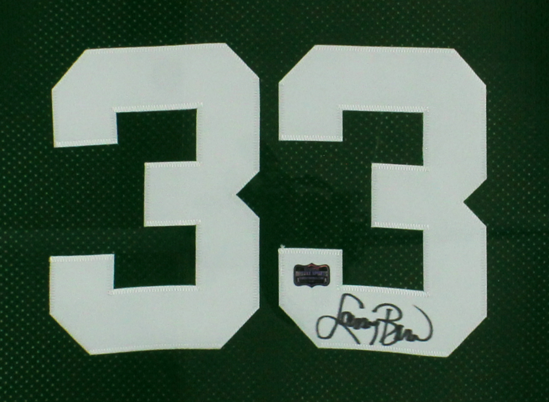 Larry Bird Signed Boston Celtics Framed Green NBA Jersey - Image 2