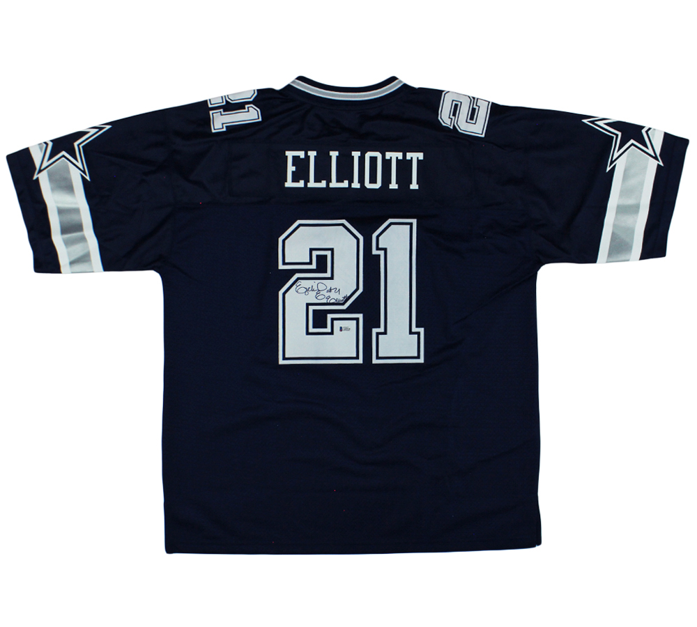 Ezekiel Elliott Signed Dallas Cowboys NFL Pro Cut XL Navy Blue Jersey