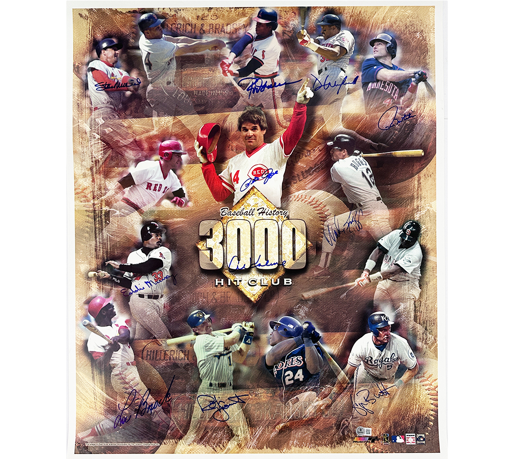 Stan Musial, Rod Carew, Dave Winfield Signed Boston Red Sox Unframed 3000 HIT Club 36x40 Poster with 11 Signatures
