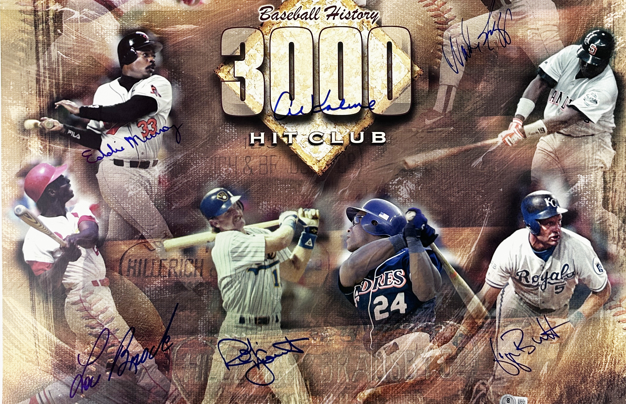 Stan Musial, Rod Carew, Dave Winfield Signed Boston Red Sox Unframed 3000 HIT Club 36x40 Poster with 11 Signatures - Image 2
