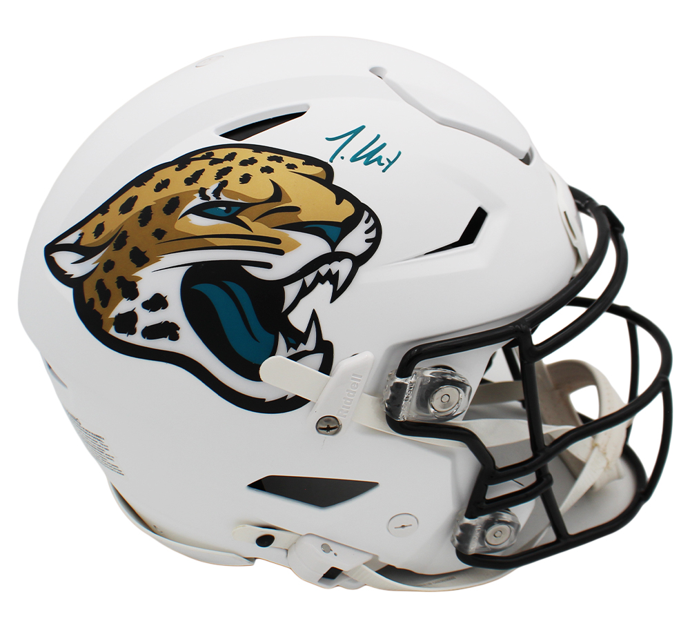 Travis Hunter Signed Jacksonville Jaguars Speed Flex Authentic Alternate White NFL Helmet - Image 2