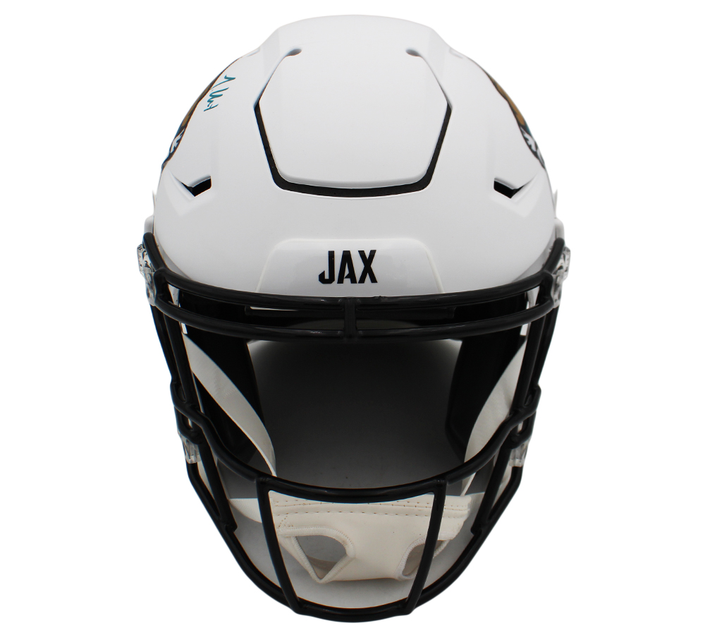 Travis Hunter Signed Jacksonville Jaguars Speed Flex Authentic Alternate White NFL Helmet - Image 3