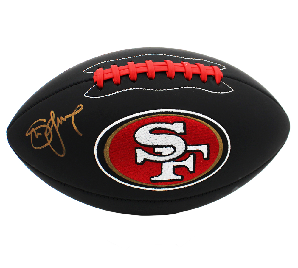 Steve Young Signed San Francisco 49ers Embroidered Black NFL Football - Image 2