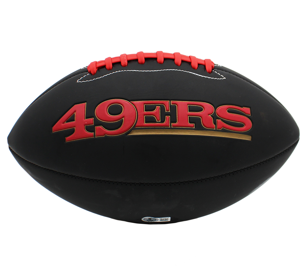 Steve Young Signed San Francisco 49ers Embroidered Black NFL Football - Image 3
