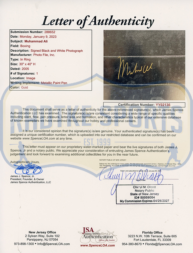 Muhammad Ali Signed Framed 36x44 Liston Knockout Boxing Poster - Image 4