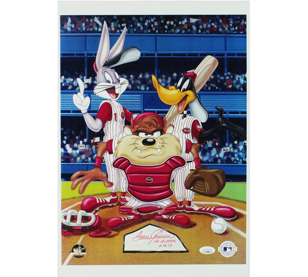 Tom Seaver Signed Cincinnati Reds Unframed 12x17 Looney Tunes MLB Photo with "No Hitter 6/16/78" Inscription