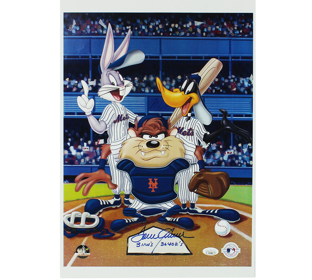 Tom Seaver Signed New York Mets Unframed 12x17 Looney Tunes MLB Photo with "311W's 3640 K's" Inscription