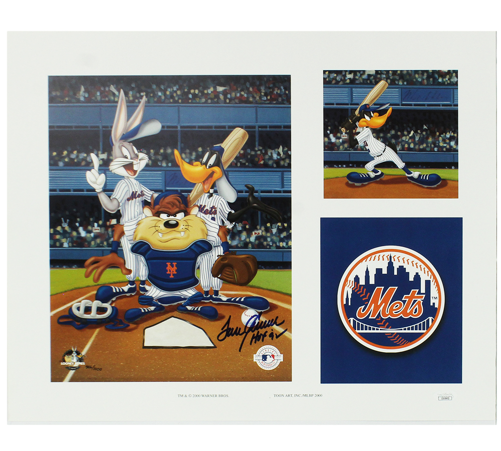 Tom Seaver Signed New York Mets Unframed 16x20 Looney Tunes MLB Photo with "HOF 92" Inscription