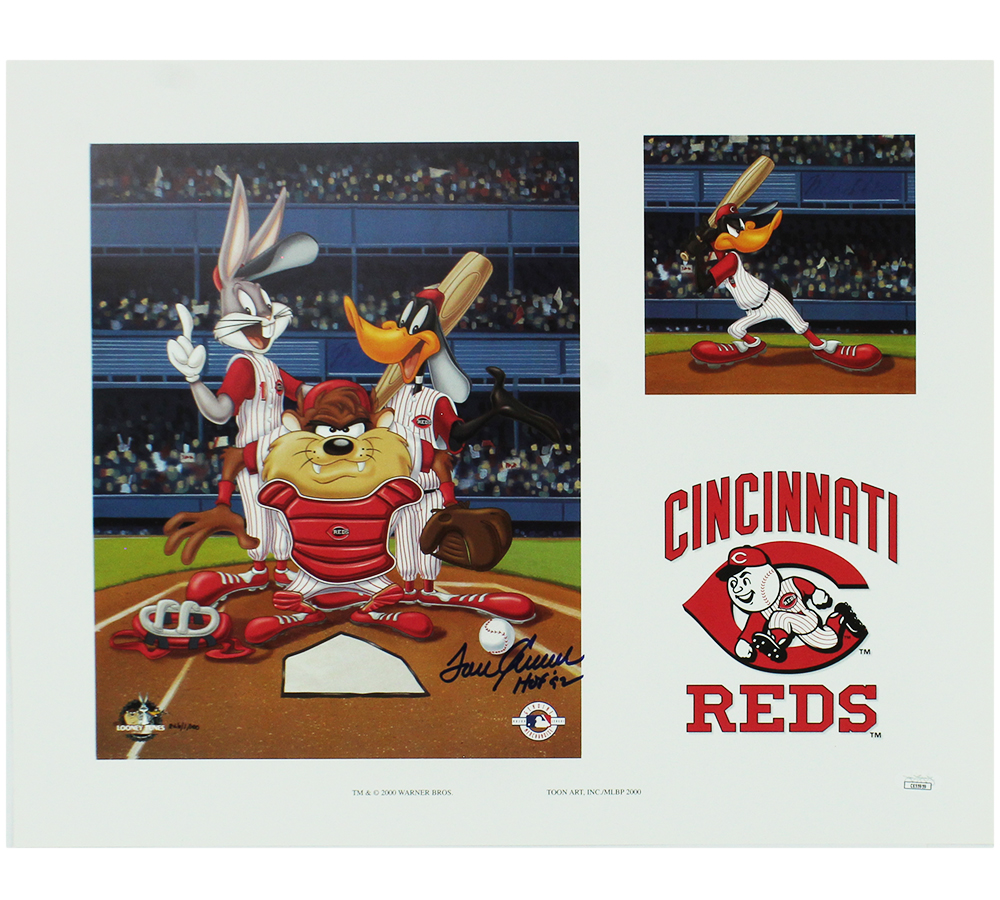 Tom Seaver Signed Cincinnati Reds Unframed 16x20 Looney Tunes MLB Photo with "HOF 92" Inscription