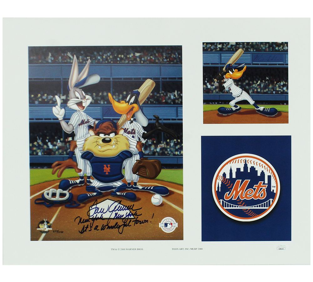 Tom Seaver Signed New York Mets Unframed 16x20 Looney Tunes MLB Photo with "New York New York It's a Wonderful Town" Inscription